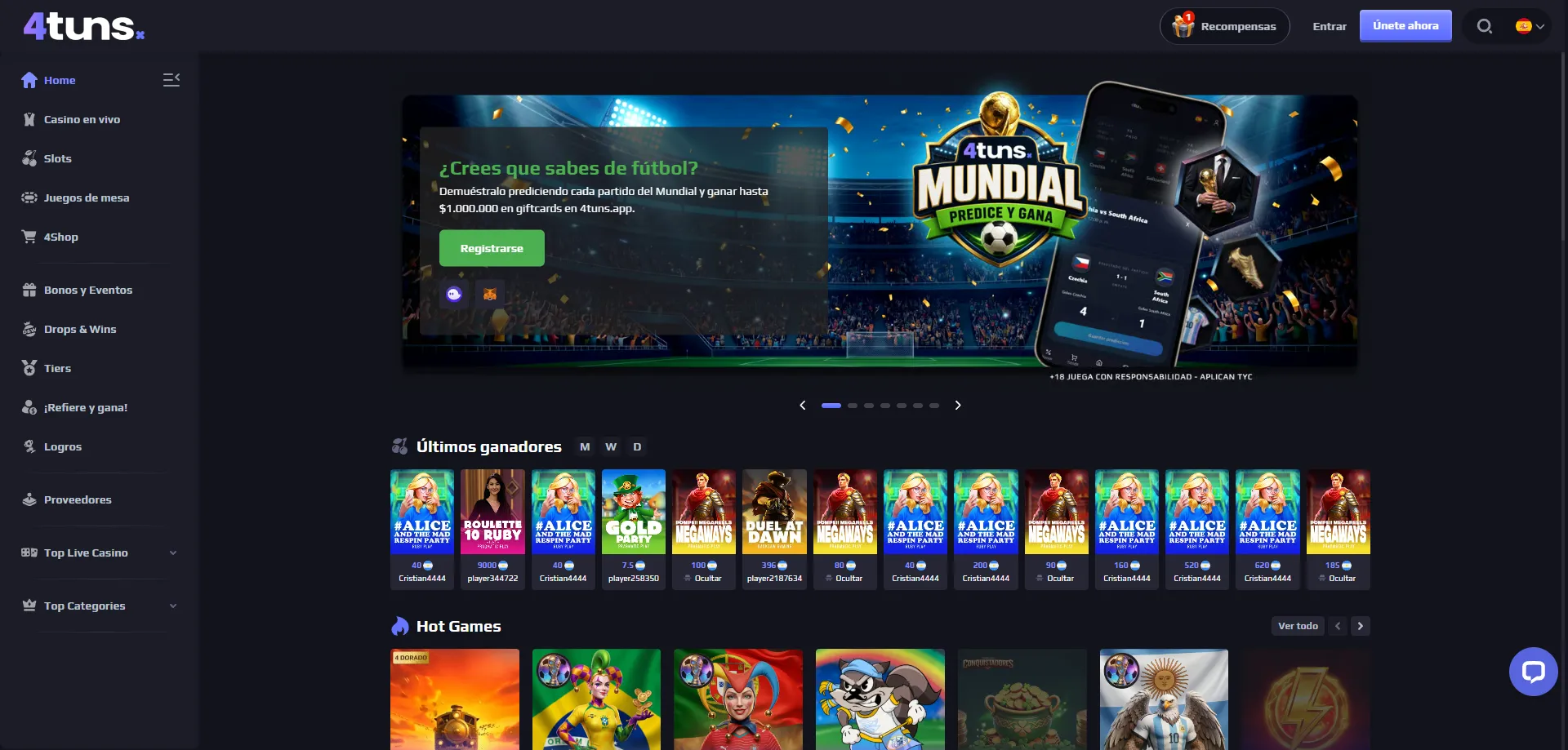 Apuestas deportivas virtuales y esports en 4tuns Casino Chile